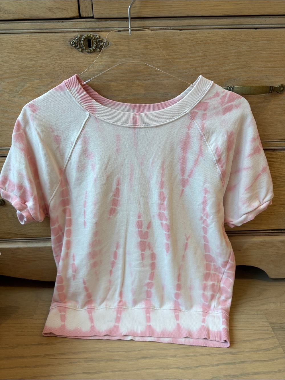 GAP Taglan vintage soft short sleeve crew neck french terry small pink tie dye